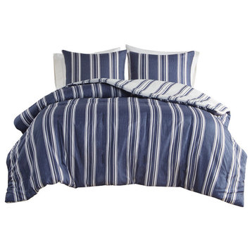 Striped Reversible Comforter set, Twin/Twin XL, Navy
