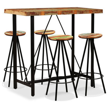 vidaXL Bar Set 5 Piece Industrial Solid Reclaimed Wood Steel Pub Bistro Set