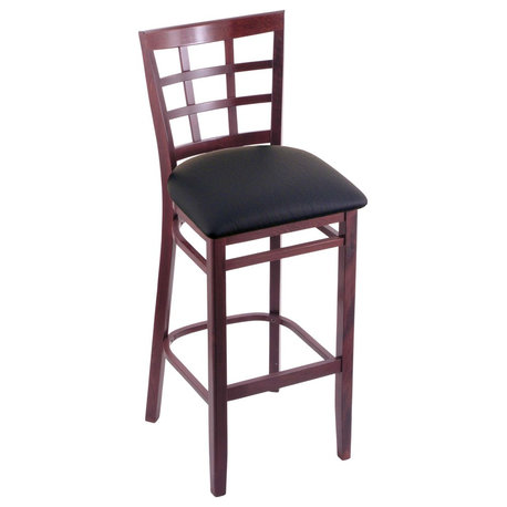 Holland Bar Stool, 3130 30 Stool, Dark Cherry Finish, Black Vinyl Seat