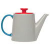 My Teapot, Gray, Red, and Blue