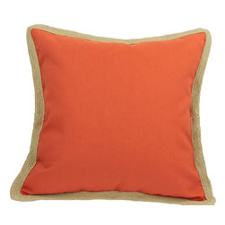 Xia Home Fashions - Square Jute Trimmed Pillow, Pumpkin - Decorative Pillows
