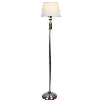 Gabriella LED Floor Lamp, Modern Elegant Style, Tall Pole With Fabric Shade
