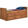 Twin Bed with 6 Drawers Mahogany Stain - Mahogany Stain