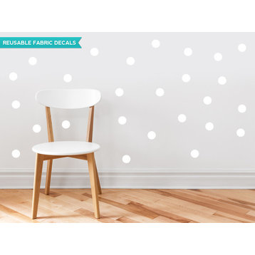 Polka Dot Fabric Wall Decals, Set of 48, 2" Polka Dots, White