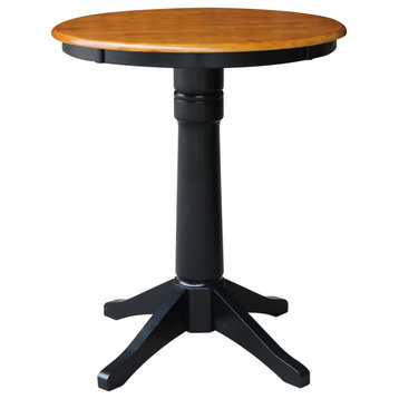 30" Round Top Pedestal Table, Black/Cherry