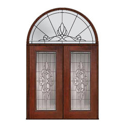Prehung Transom Double Door 80 Fiberglass Courtlandt Full Lite Glass - Front Doors