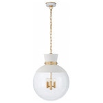 Visual Comfort - Lucia Pendant, 4-Light, White, Gild, Clear Glass, 18"W (JN 5052WHT/G-CG CPTWA) - This beautiful pendant will magnify your home with a perfect mix of fixture and function. This fixture adds a clean, refined look to your living space. Elegant lines, sleek and high-quality contemporary finishes.Visual Comfort has been the premier resource for signature designer lighting. For over 30 years, Visual Comfort has produced lighting with some of the most influential names in design using natural materials of exceptional quality and distinctive, hand-applied, living finishes.