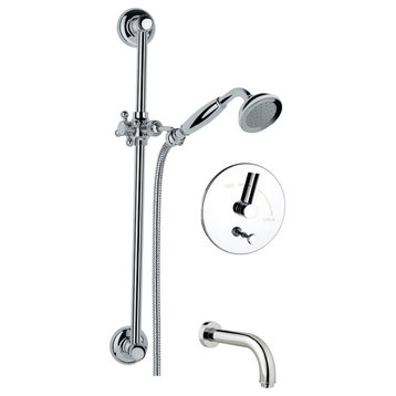 Nature Pressure Balance Tub and Handheld Shower Set With Lever, Polished Chrome