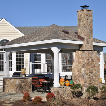 patio,pavilion,outdoor fireplace,indoor fireplace,grill,walkway,walls.
