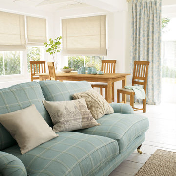 Corby Check Duck Egg Upholstery Fabric