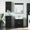 vidaXL Bathroom Furniture Set Storage Sink Cabinet BERG Black Solid Wood Pine