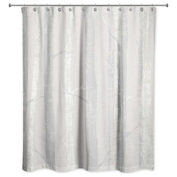 Light Gray Forest Tree 71x74 Shower Curtain