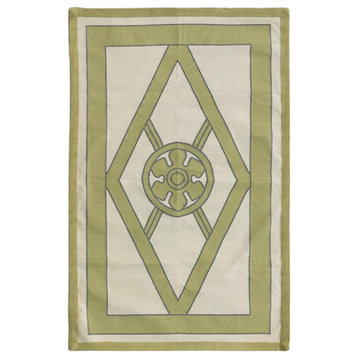 Geometric Handwoven Cotton Rug | Andrew Martin Grove, Green, Medium