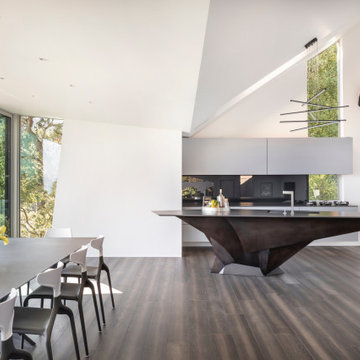 Open Kitchen and Dining Space Oriented to the View
