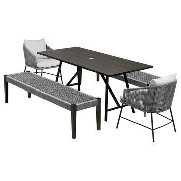 Koala Calica and Camino 5 Piece Outdoor Dining Set With Dark Wood and Grey Rope