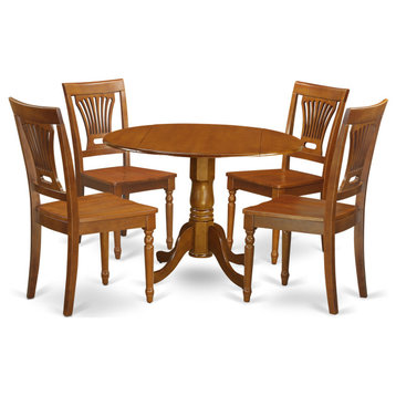 5 Pc Kitchen Nook Dining Set -Small Kitchen Table, 4 Dining Chairs, Saddle Brown