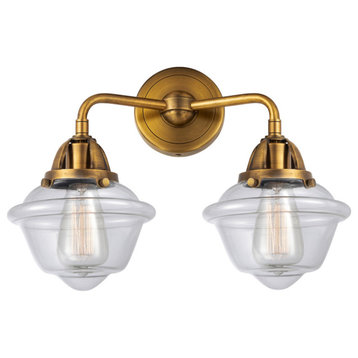 Small Oxford Bath Vanity Light, Brushed Brass, Clear, Clear