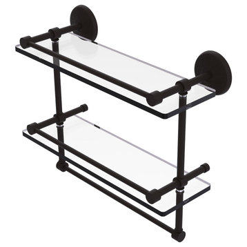 Monte Carlo 16" Gallery Double Glass Shelf with Towel Bar, Oil Rubbed Bronze