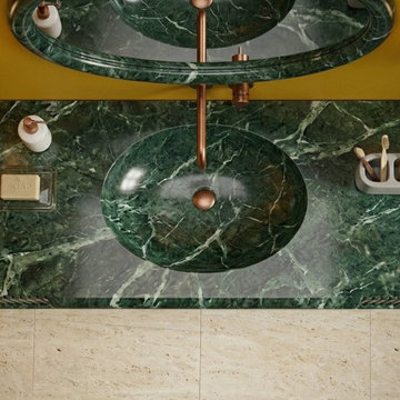 Verde Levanto Marble Sinks | Deep Emerald Stone Collection