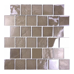 GBM Manufacturing - Landscape 2"x2" Textured Glass Square Mosaic Tile,Bronze - Mosaic Tile