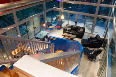 Example of a trendy family room design in Austin