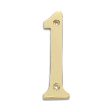 4" Brass Numeral, 1, Polished Brass