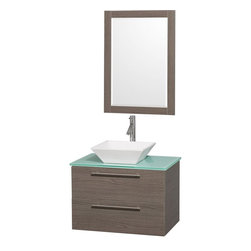 30" Wall-Mounted Gray Oak Vessel Sink - Bathroom Vanities And Sink Consoles