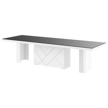LOSOK Max Extendable Dining Table, Black/White