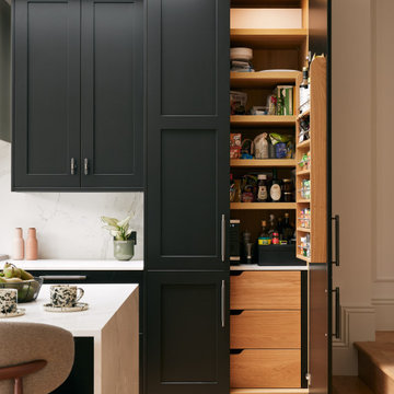Black Shaker Kitchen with Silver Accents