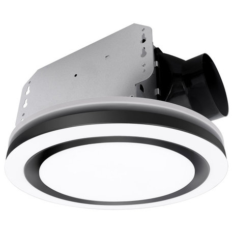 Bathroom Exhaust Fan with Light 90 CFM 1.5 Sones Dimmable Light & Night Light, Matte Black