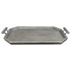 Butlers Tray Weathered Gray Solid Wood Turned Detail on Handles