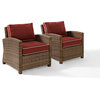 Bradenton 2-Piece Outdoor Wicker Seating Set With Sangria Cushions