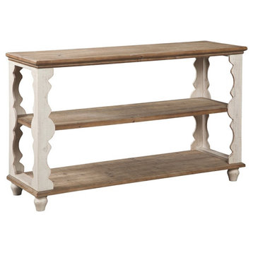 Bowery Hill Console Table in Natural and Antique White
