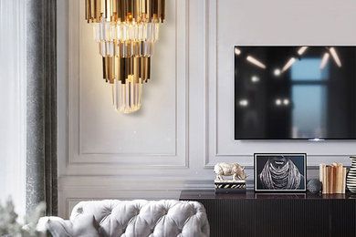 Living room - mid-sized modern living room idea