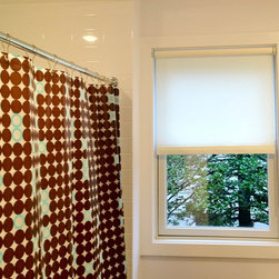 Design Screen Solar Shades In Batroom - Window Treatments