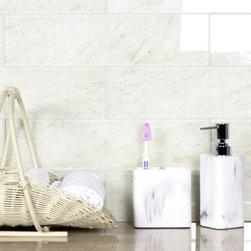 Abolos - Nature 4 in x 16 in Glass Subway Tile in Crema Marfil - Mosaic Tile