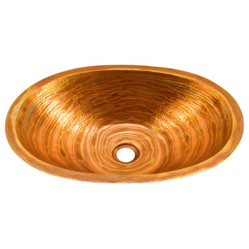 Flat Rim Oval Bathroom Copper Sink