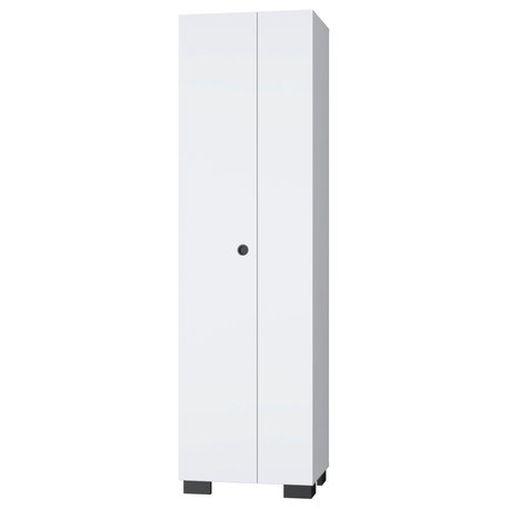 Aiken Broom Cabinet with Storage Shelves and Broom Hangers