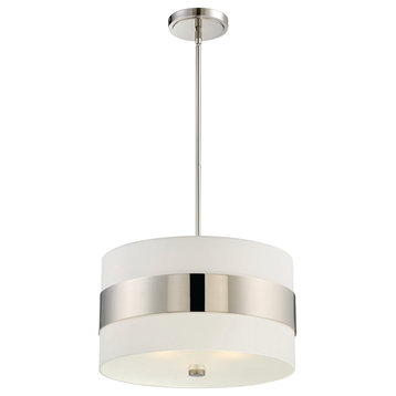 Crystorama 295-PN 3 Light Chandelier in Polished Nickel with Silk