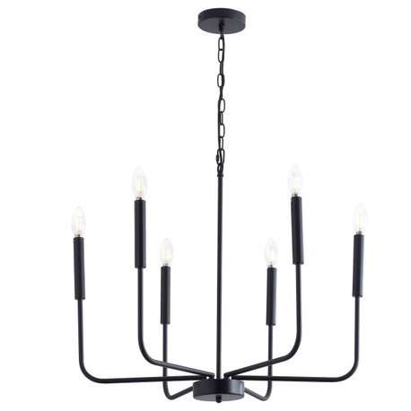 Modern 6-Light Candle Style Chandelier Lighting, Black