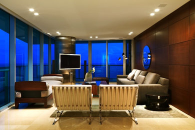 Example of a trendy living room design in Miami