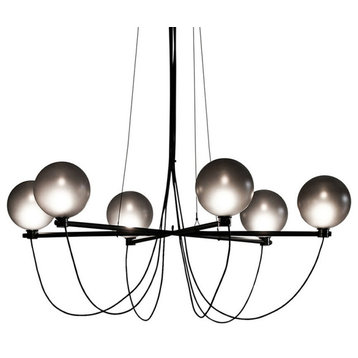Misty Gray Retro LED Chandelier With Glass Ball made, Loft Design, Natural Light