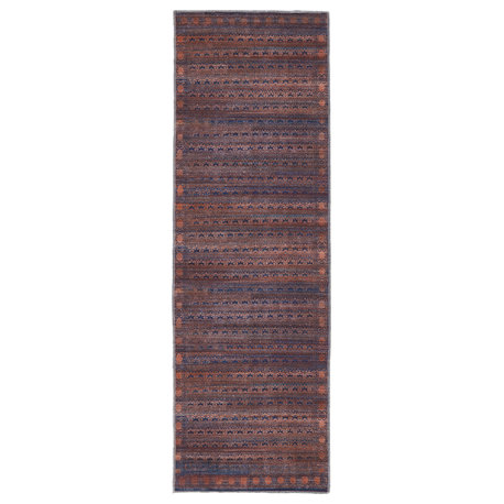 Welch Oriental Machine Washable Tan/Blue Rug, 2'7"x8' Runner