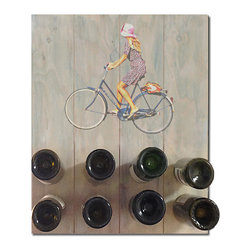 Functional Wall Art - Wine Rack "PINK HAT LADY" - Artwork