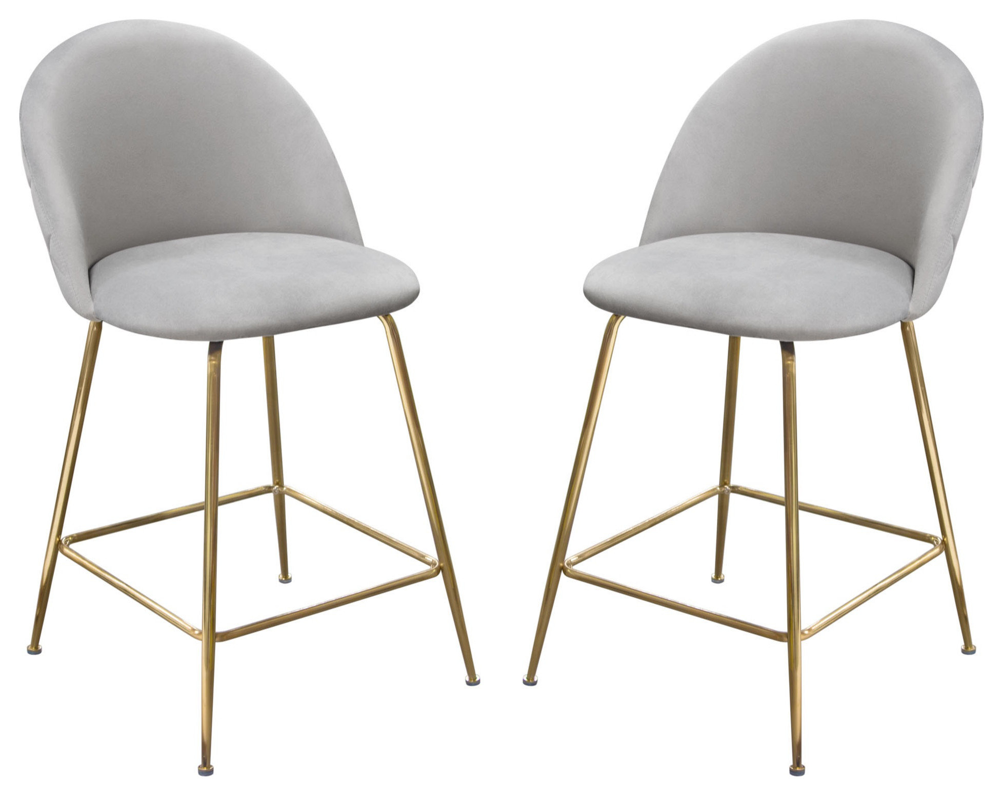 Luxe Grey Velvet Counter Height Chairs Midcentury Bar Stools And