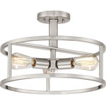 Quoizel - Quoizel New Harbor Three Light Semi-Flush Mount NHR1715BN - Three Light Semi-Flush Mount from New Harbor collection in Brushed Nickel finish. Number of Bulbs 3. Max Wattage 100.00 . No bulbs included. The New Harbor collection is completely unadorned for an open airy feel. The brushed nickel finish complements many decor styles and the Victorian Edison style bulb adds the perfect vintage touch to this understated collection. No UL Availability at this time.