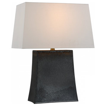 Lucera Table Lamp, 1-Light, Stained Black Metallic, Linen Rectangle Shade, 26"H