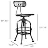 Toledo Natural + Dark Gunmetal Adjustable High Back Bar Chair