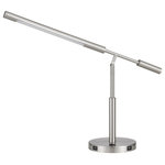 Cal Lighting - Brushed Steel Metal Auray, Desk Lamp - Auray integrated led desk lamp with 2 usb charing ports. 780 lumen, 3000k, on off rocker switch at base.