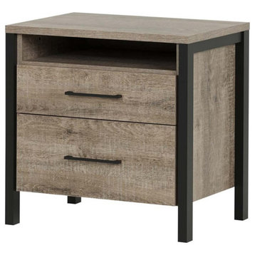 South Shore Munich 2 Drawer Nightstand in Weathered Oak